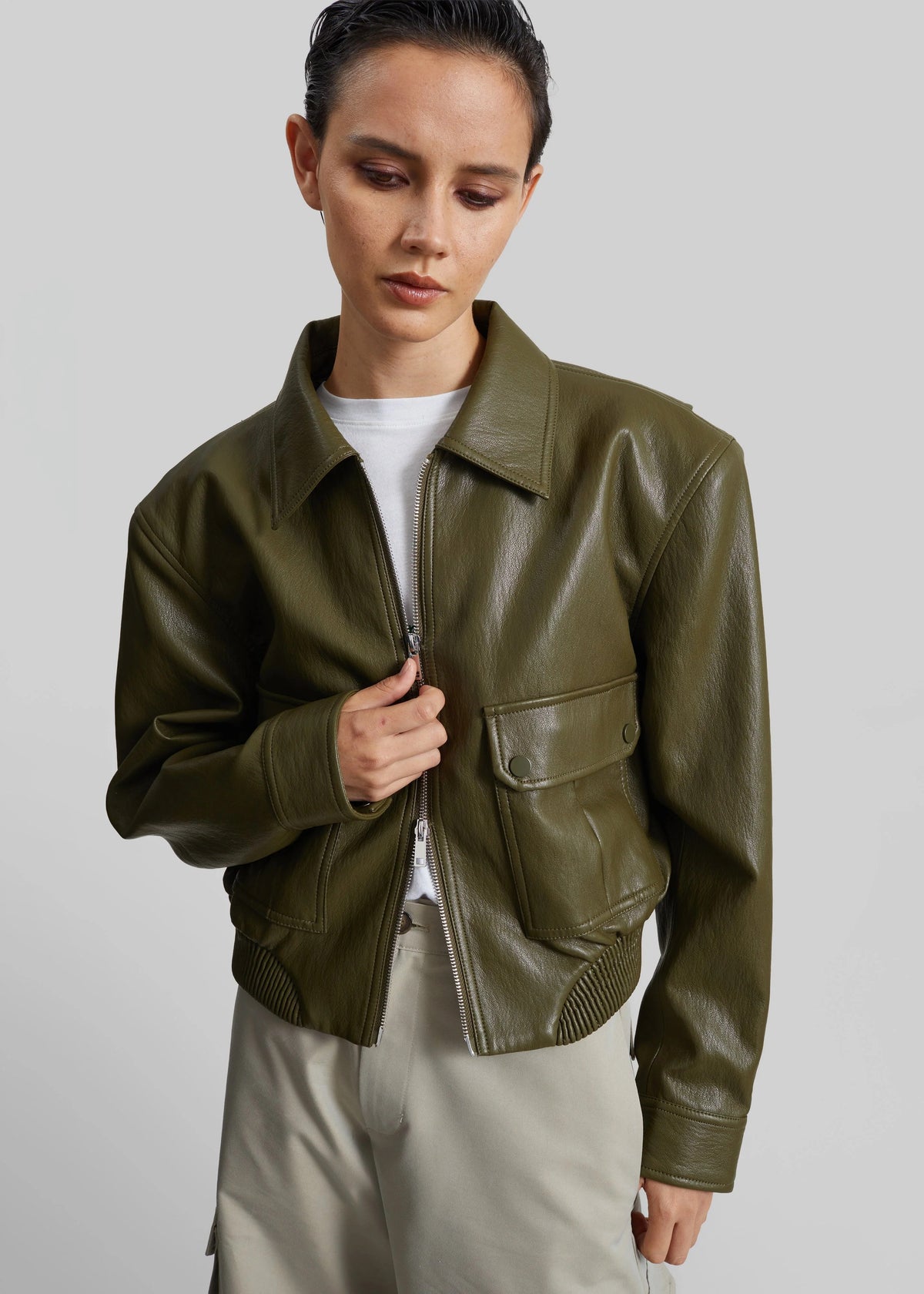 Val faux leather padded jacket-THE FRANKIE SHOP-Verso