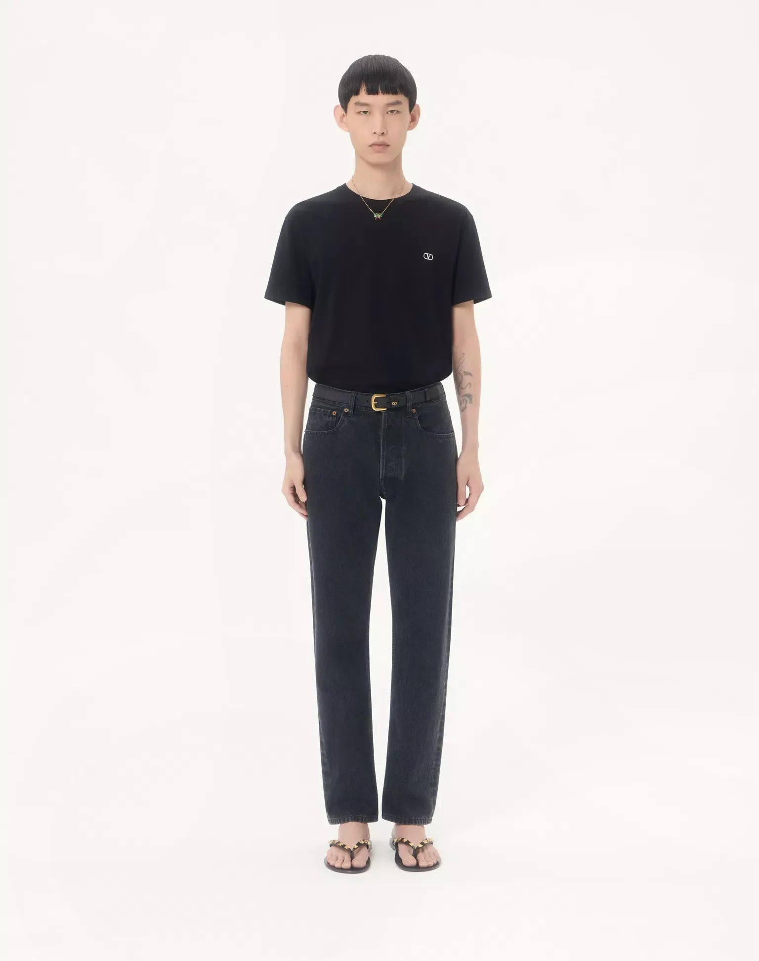 Valentino cotton t-shirt with vlogo embroidery-VALENTINO-Verso