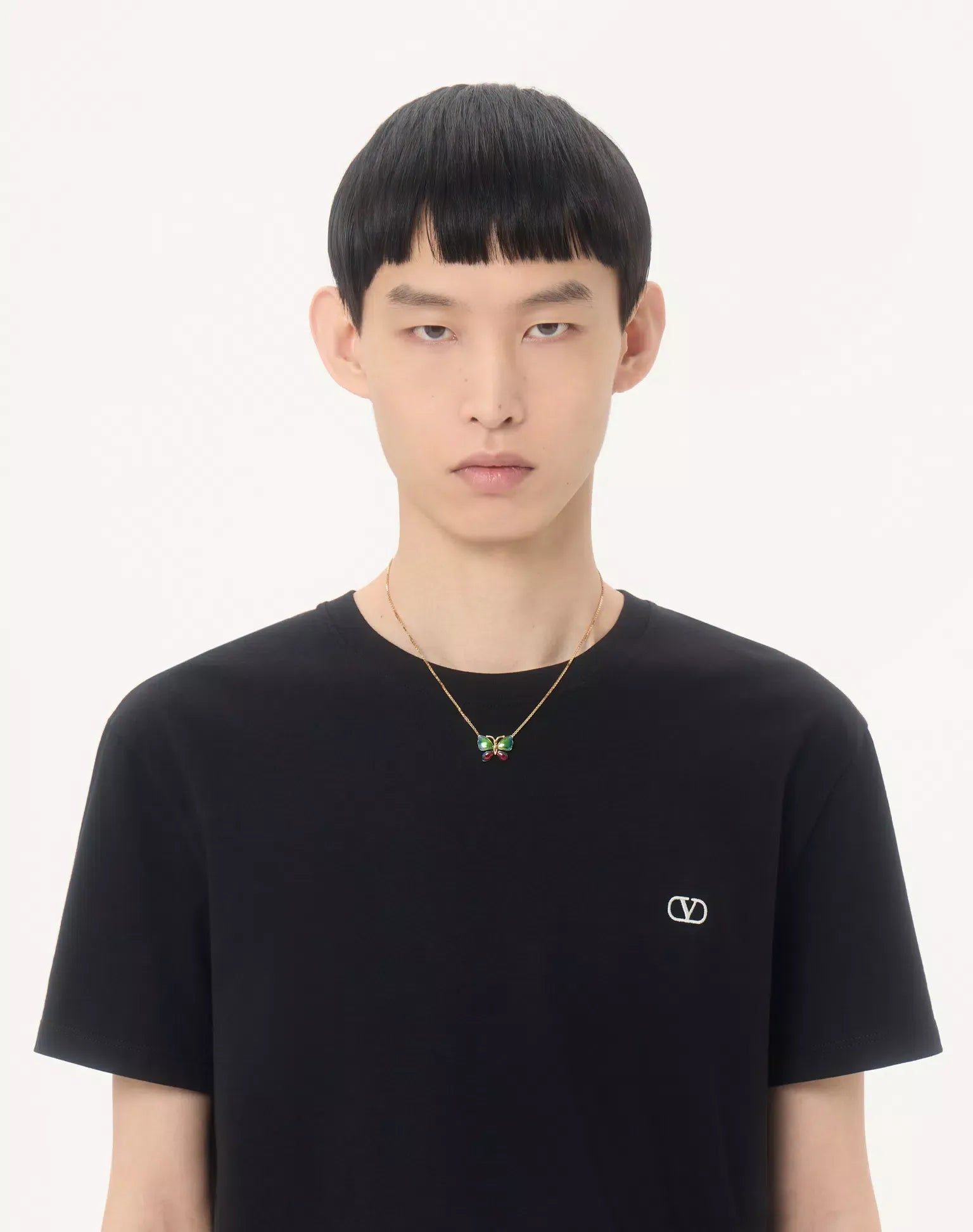 Valentino cotton t-shirt with vlogo embroidery-VALENTINO-Verso