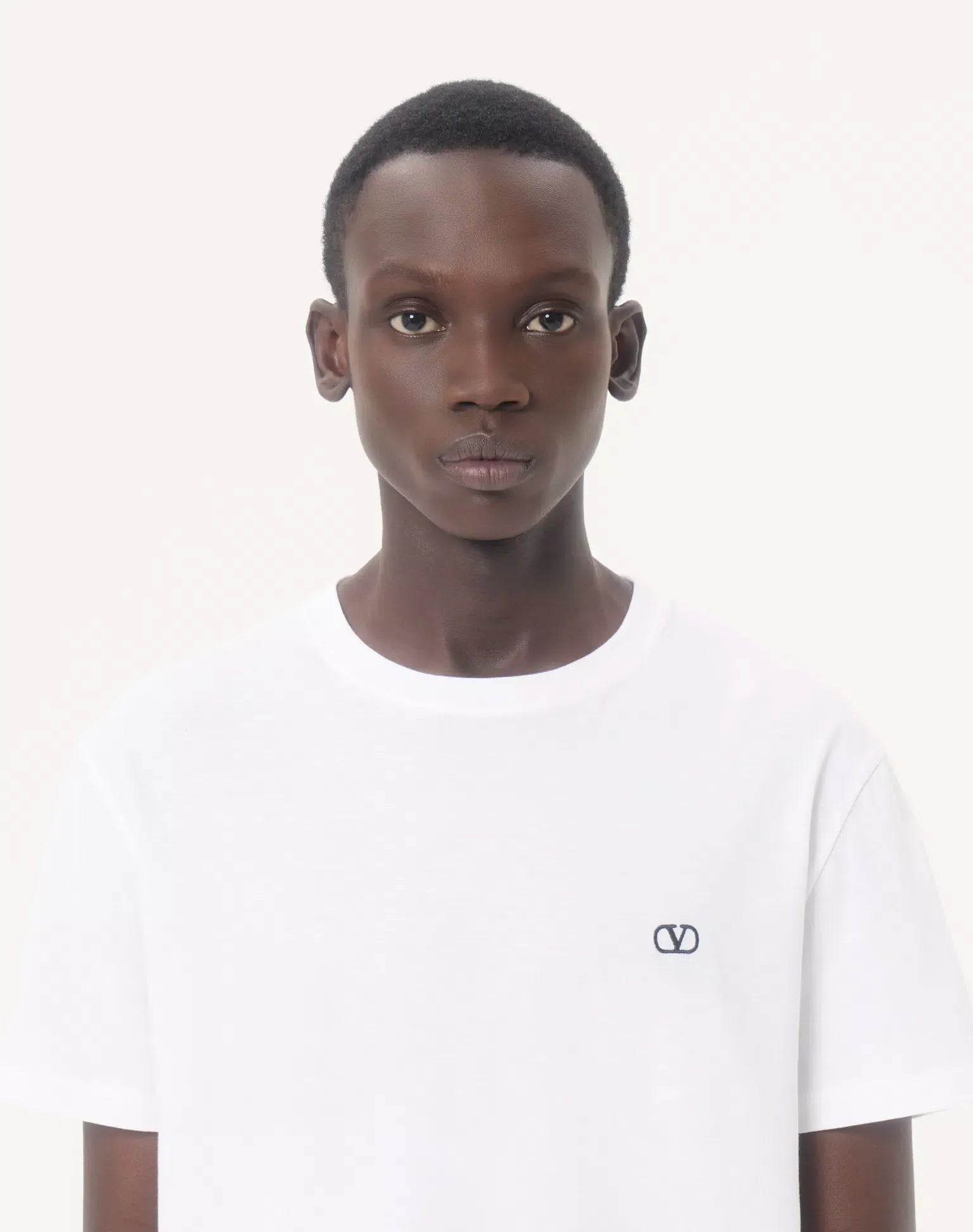 Valentino cotton t-shirt with vlogo embroidery-VALENTINO-Verso