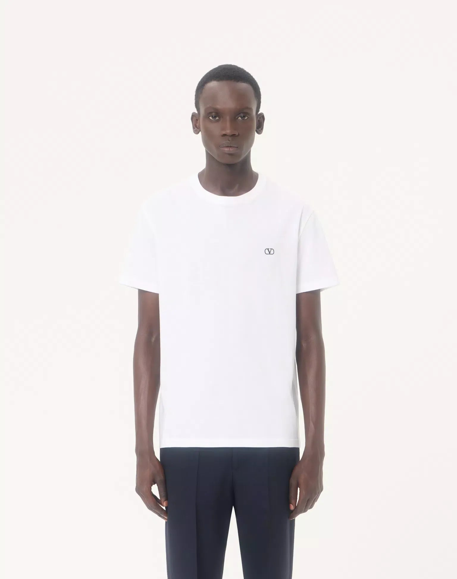 Valentino cotton t-shirt with vlogo embroidery-VALENTINO-Verso