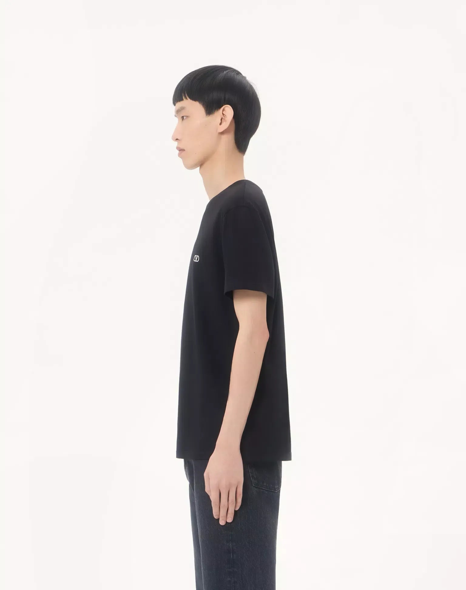 Valentino cotton t-shirt with vlogo embroidery-VALENTINO-Verso