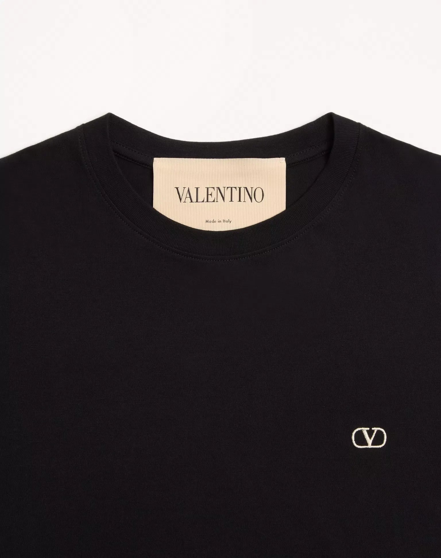 Valentino cotton t-shirt with vlogo embroidery-VALENTINO-Verso
