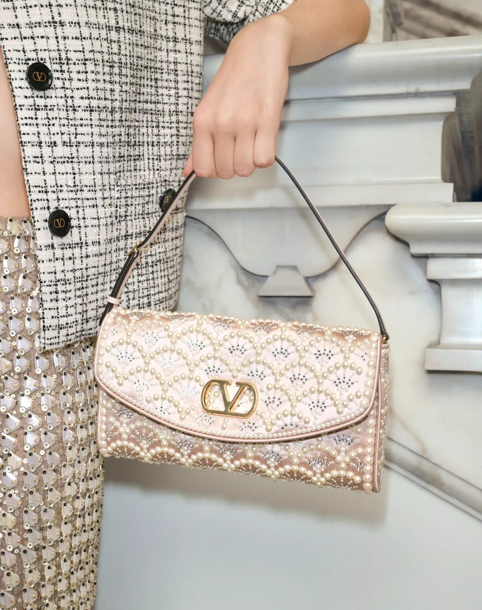 Valentino garavani devain small shoulder bag with pearls and rhinestones-VALENTINO-Verso