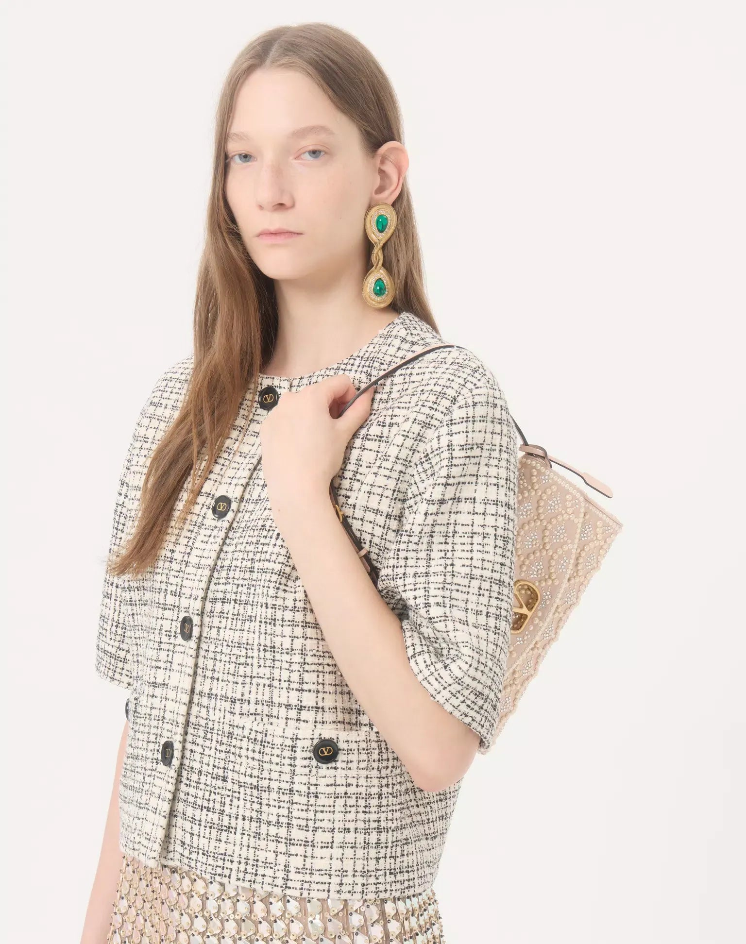 Valentino garavani devain small shoulder bag with pearls and rhinestones-VALENTINO-Verso