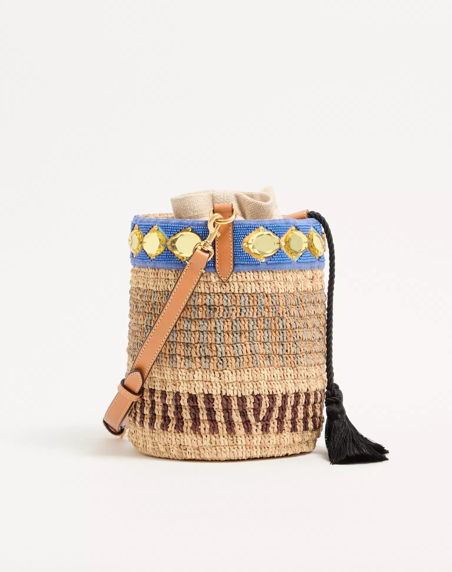Valentino garavani small raffia embroidered bucket bag-VALENTINO-Verso
