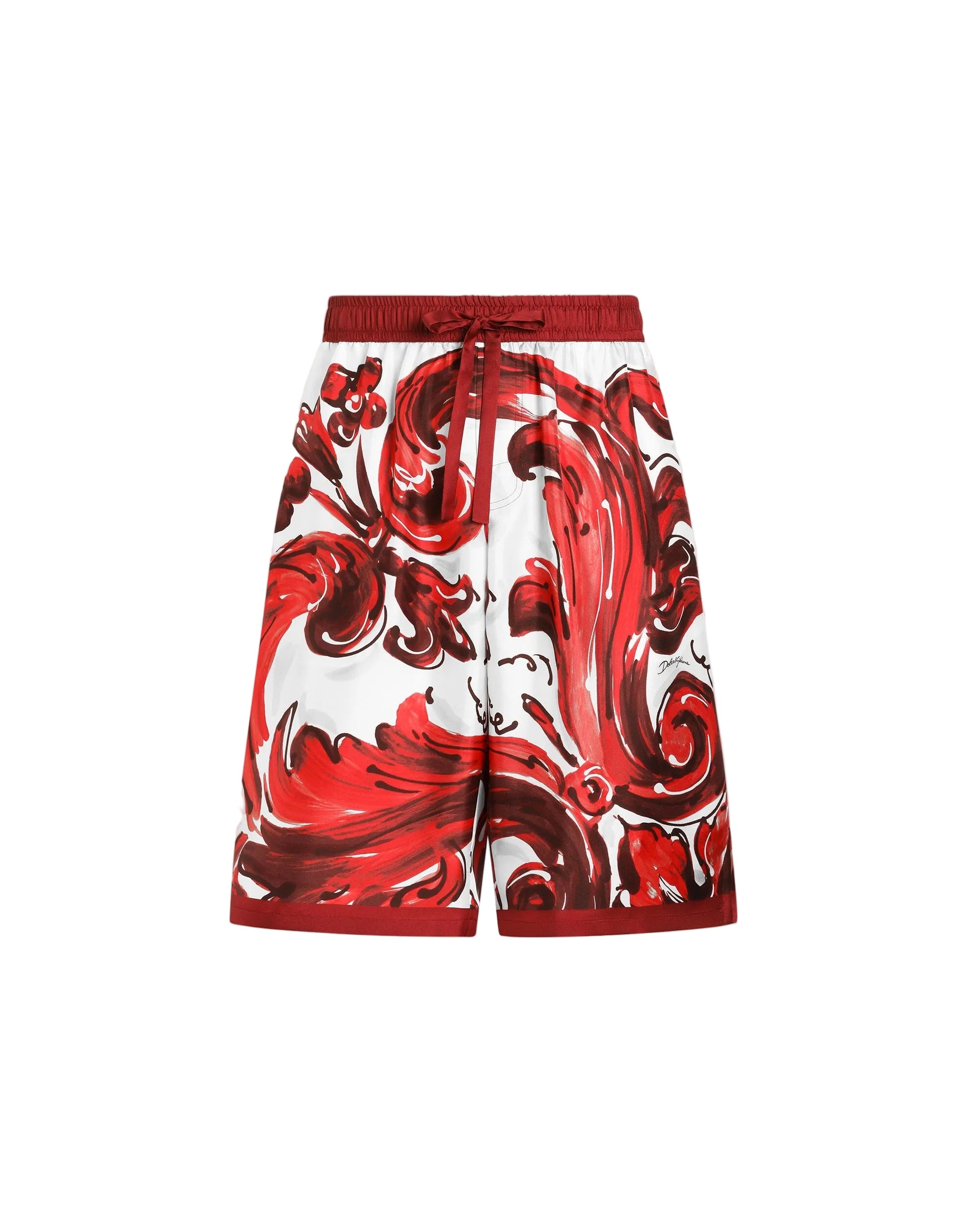 Vanity bermuda shorts in majolica-print silk twill-DOLCE&GABBANA-Verso