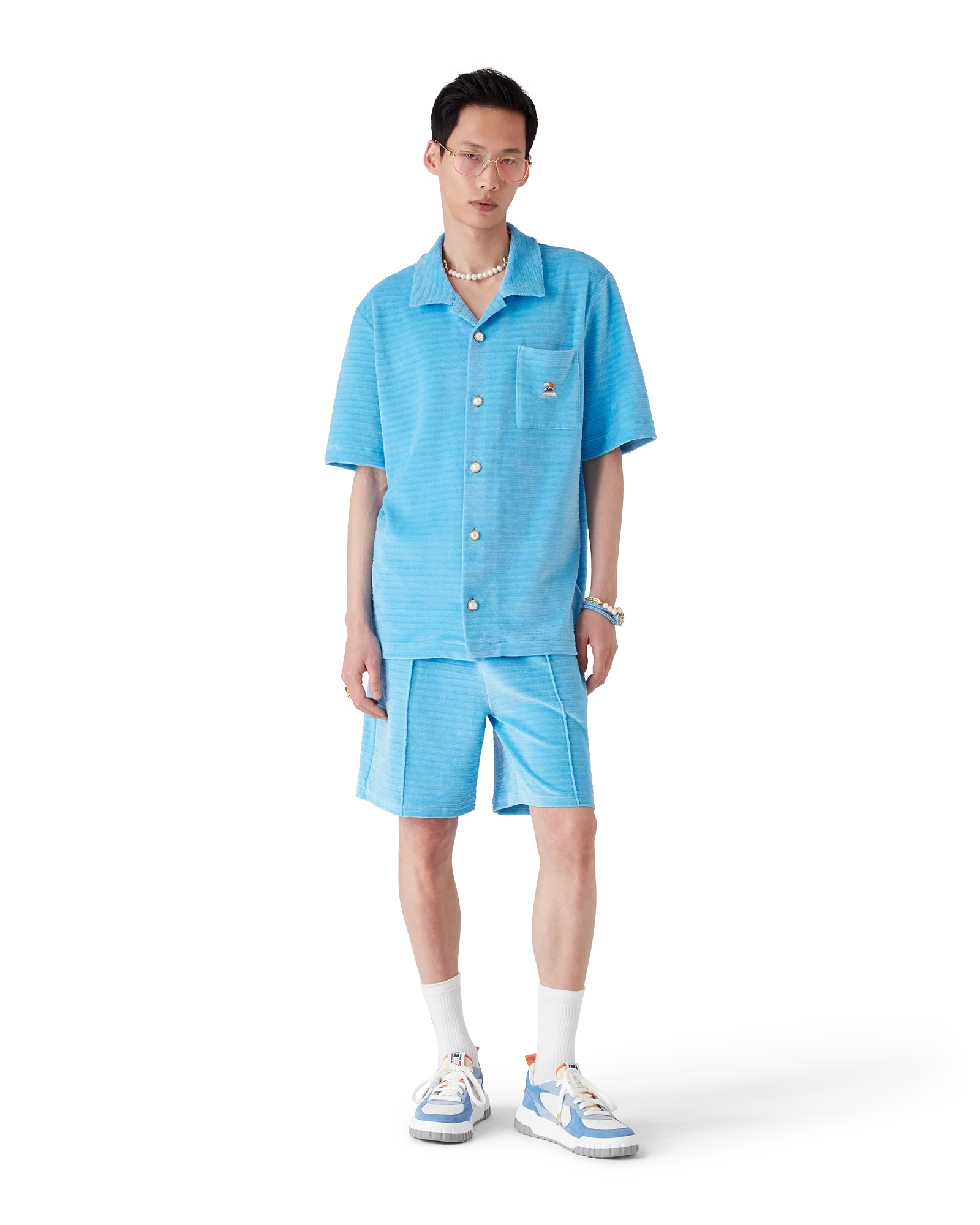 VELOUR STRIPE SHORT SLEEVE SHIRT-CASABLANCA-Verso