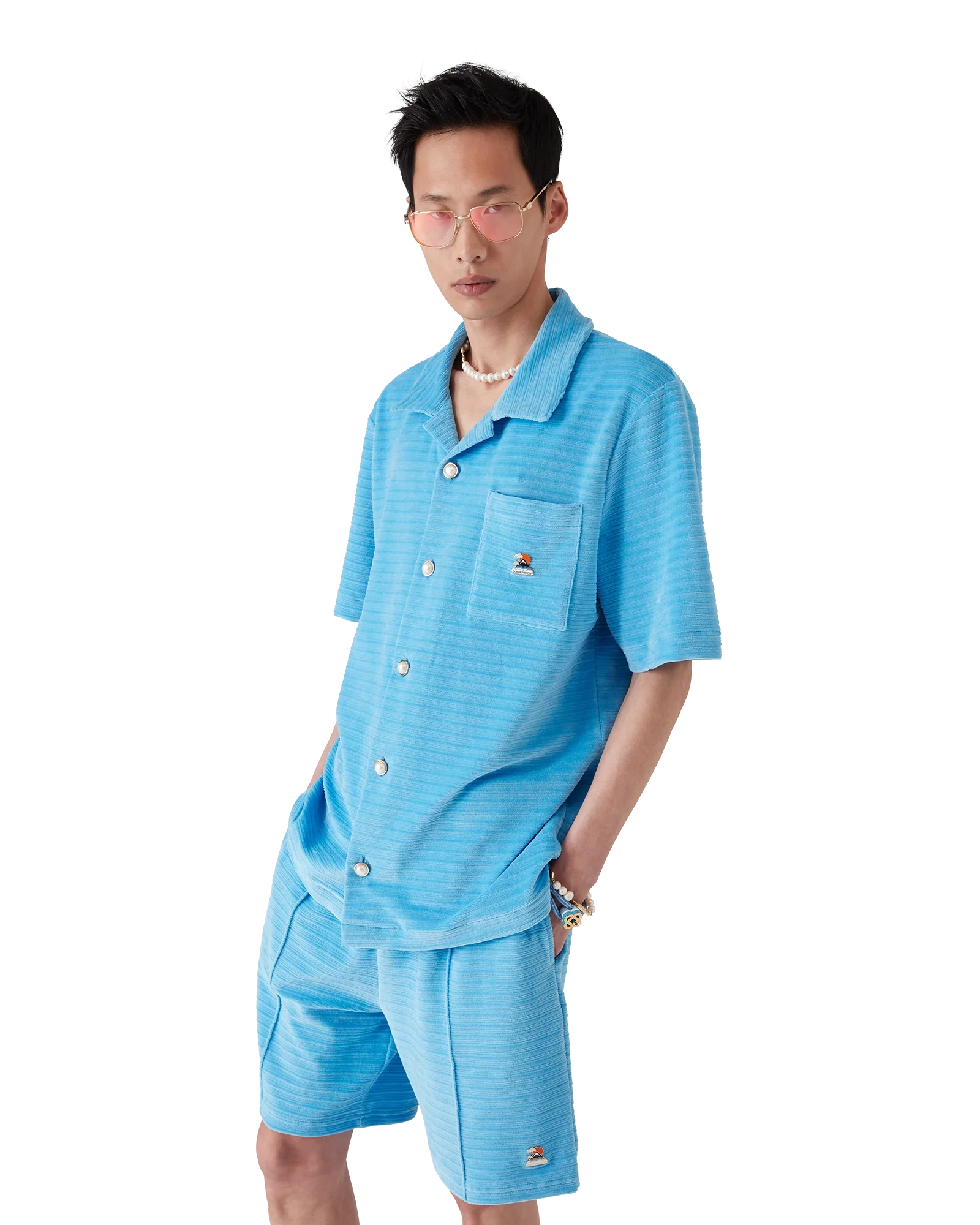 VELOUR STRIPE SHORT SLEEVE SHIRT-CASABLANCA-Verso