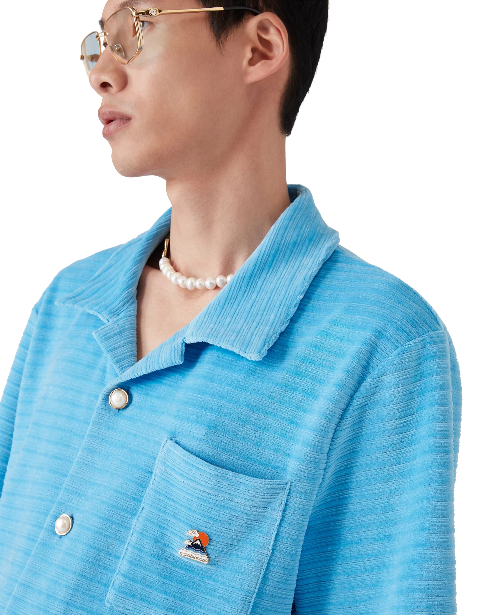 VELOUR STRIPE SHORT SLEEVE SHIRT-CASABLANCA-Verso