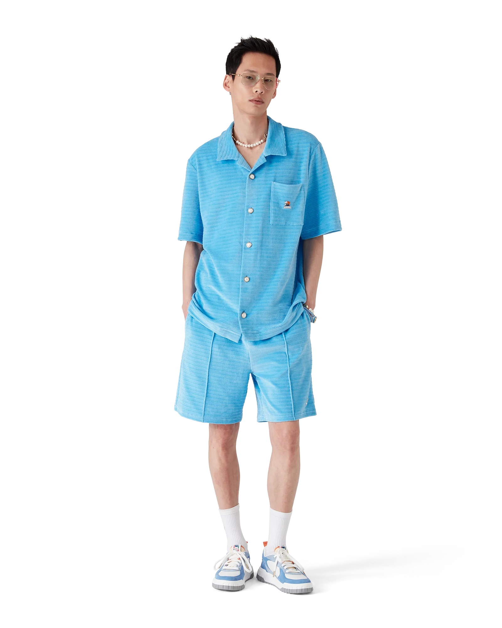 VELOUR STRIPE SHORTS-CASABLANCA-Verso