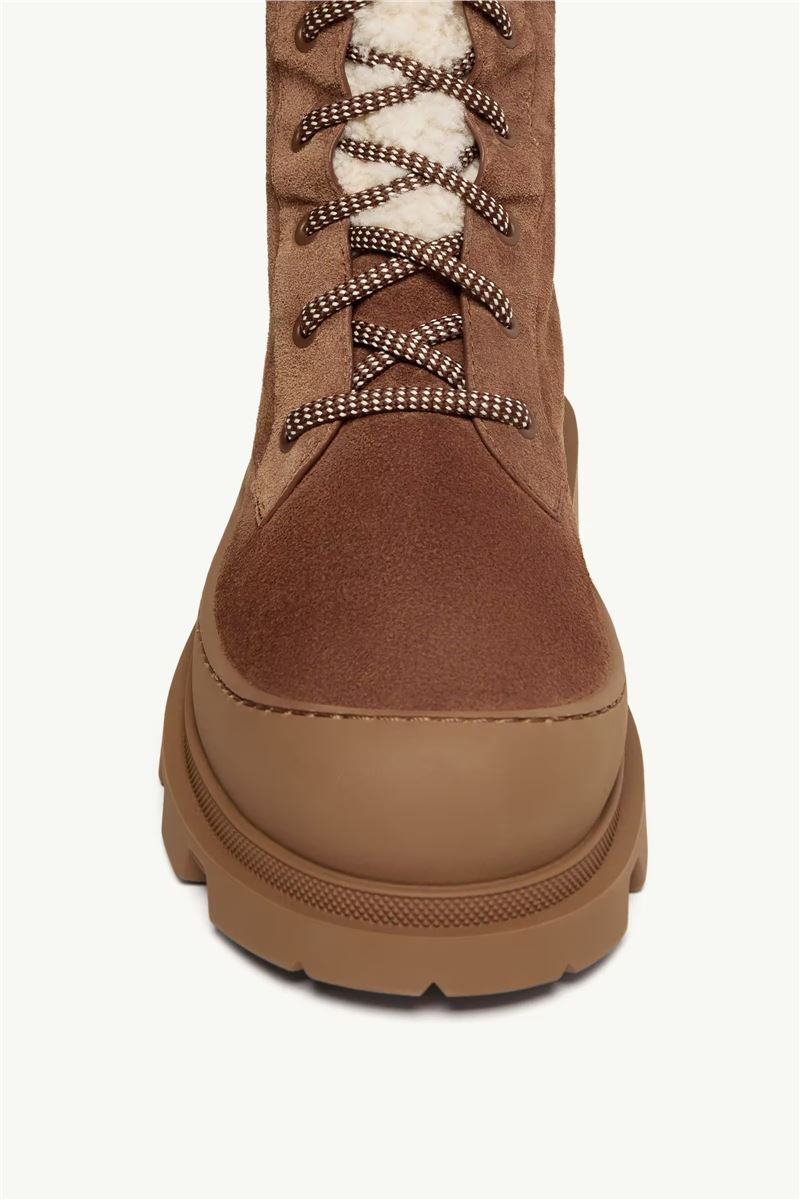 Vera high suede & shearling lace-up boots-MONCLER-Verso