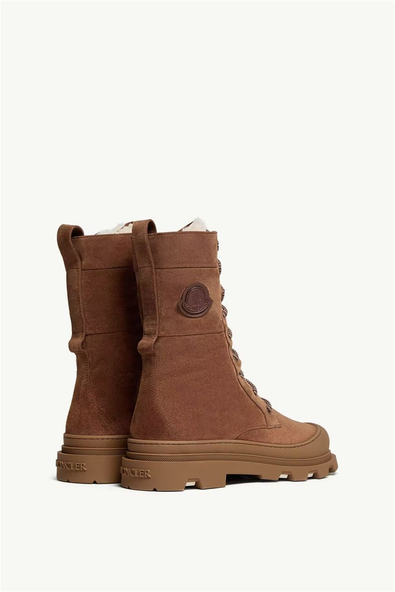 Vera high suede & shearling lace-up boots-MONCLER-Verso