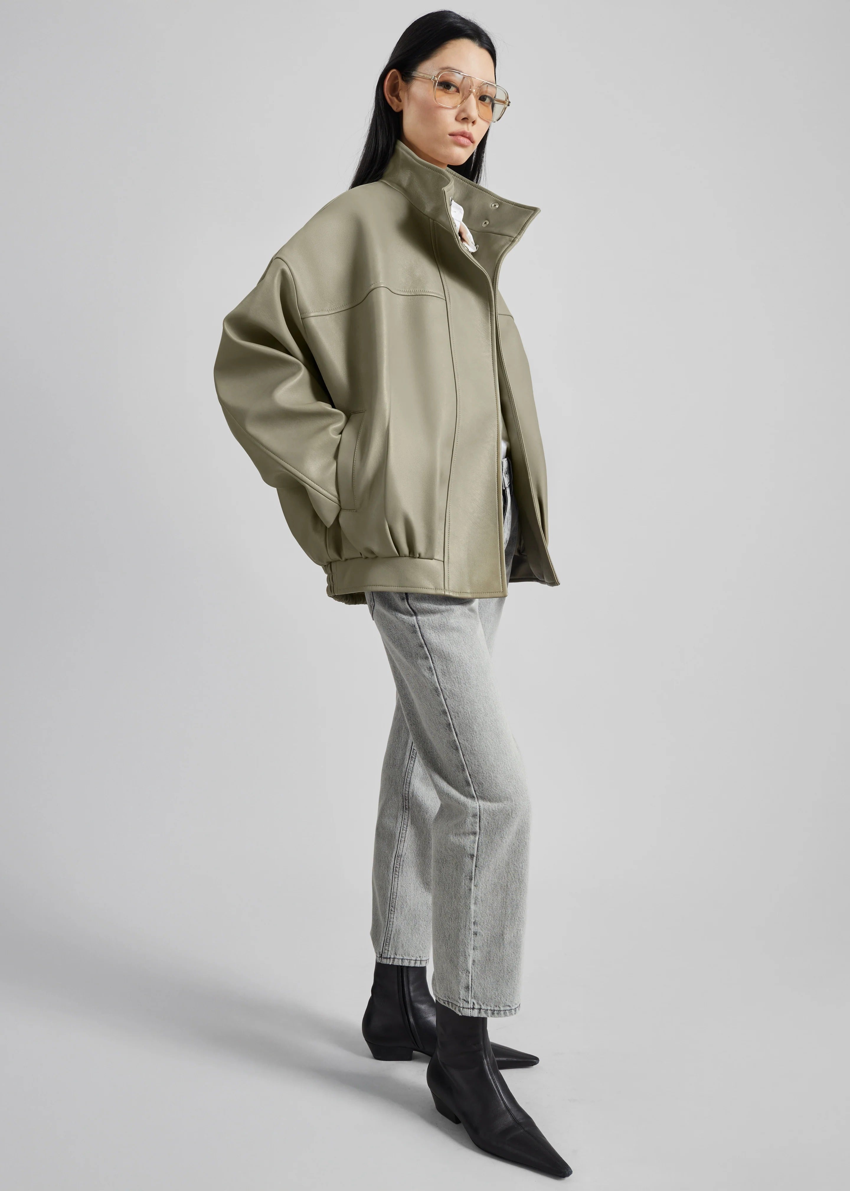 Veren Faux Leather Bomber Jacket-THE FRANKIE SHOP-Verso