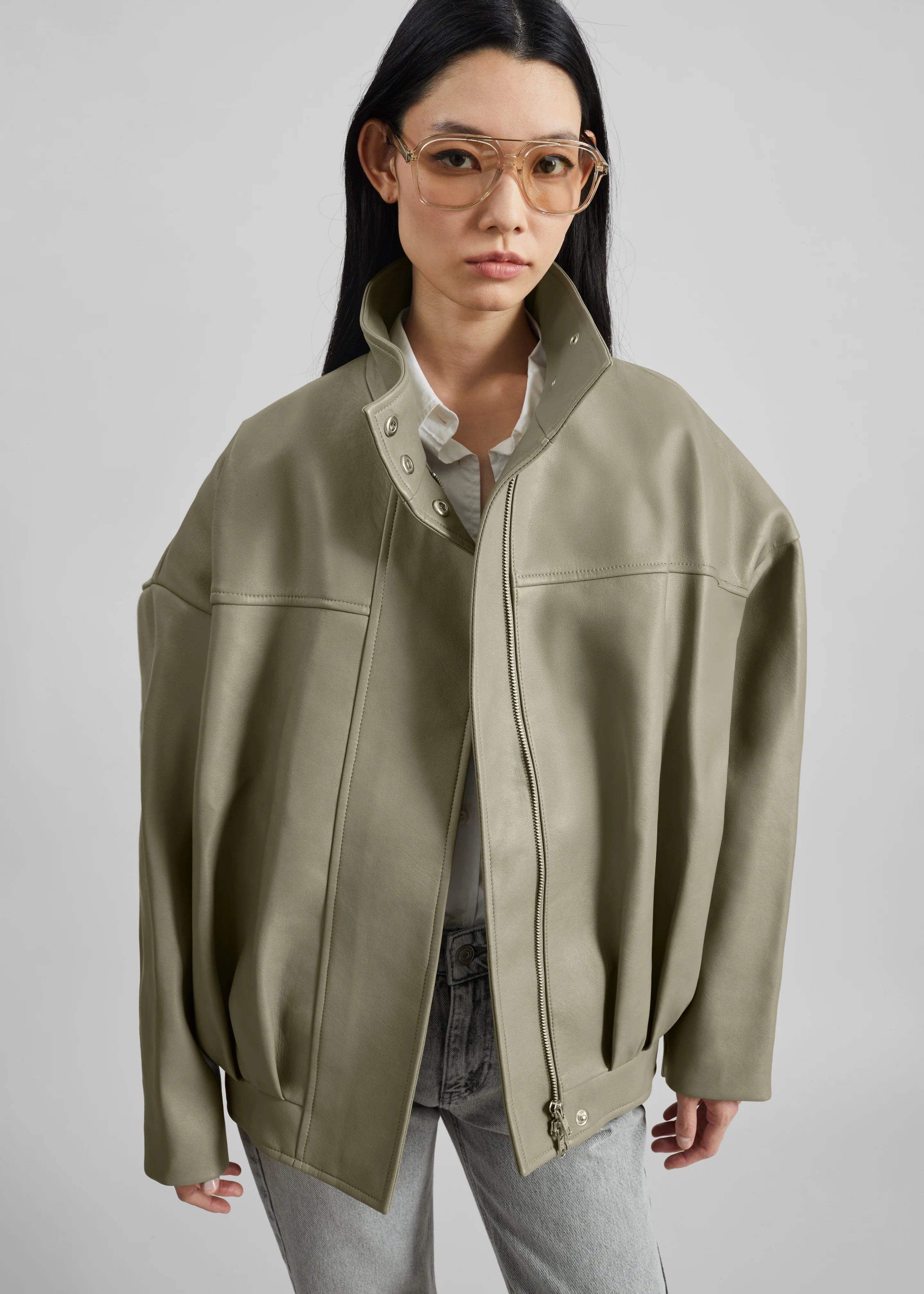Veren Faux Leather Bomber Jacket-THE FRANKIE SHOP-Verso