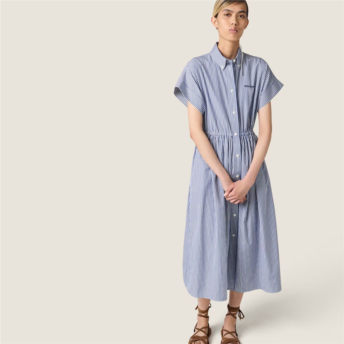 vertical stripe poplin midi-dress-MIU MIU-Verso