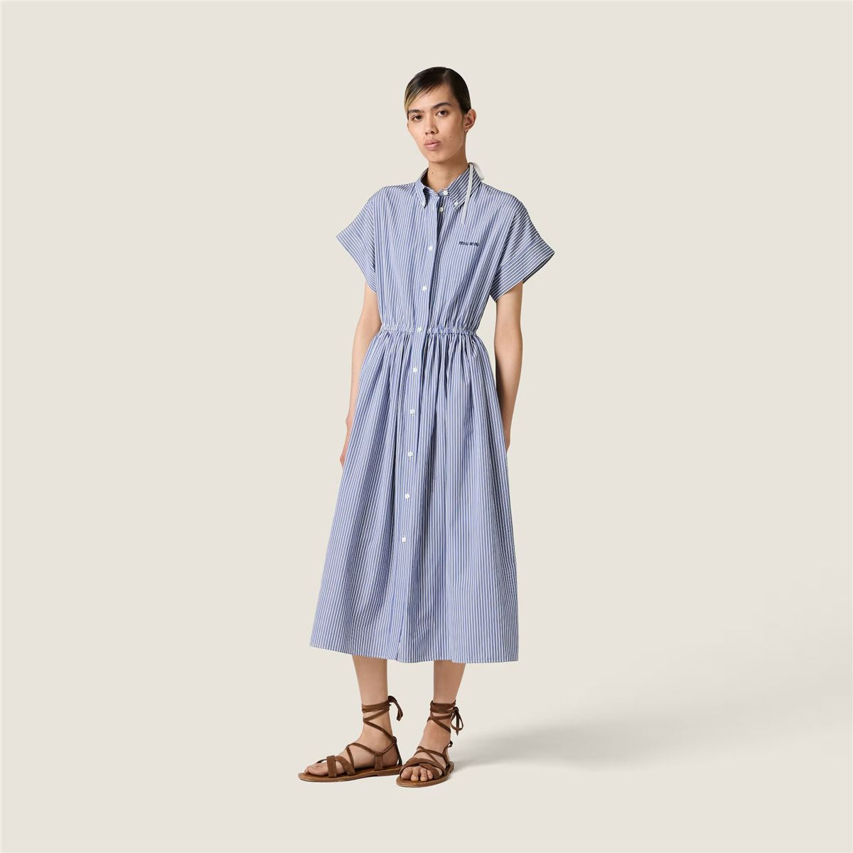 vertical stripe poplin midi-dress-MIU MIU-Verso
