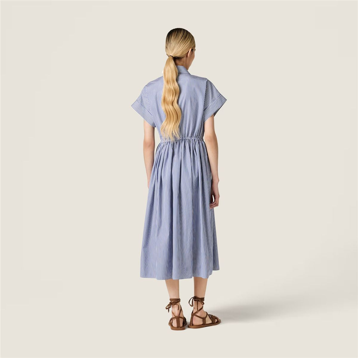 vertical stripe poplin midi-dress-MIU MIU-Verso