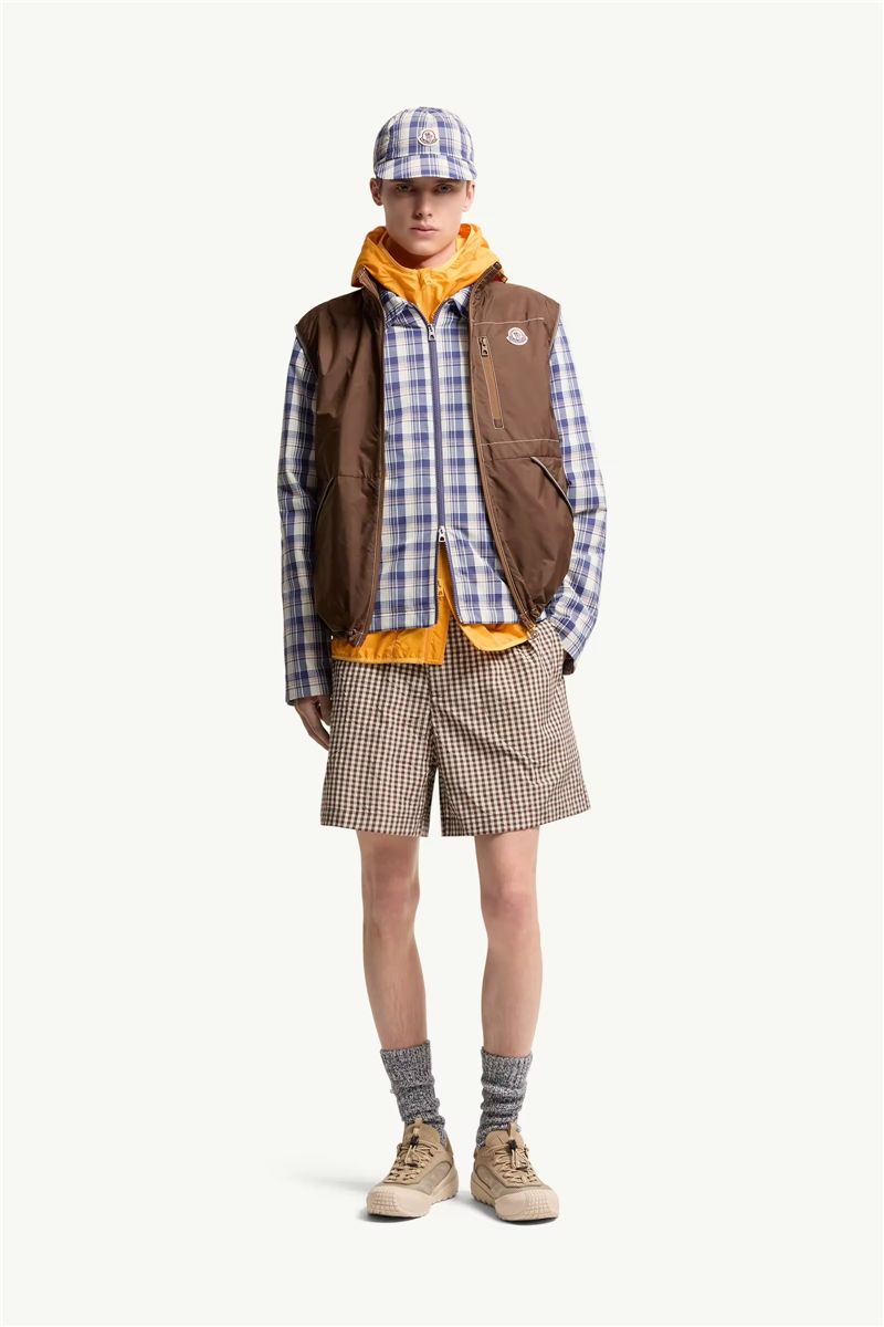Vichy cotton blend shorts-MONCLER-Verso