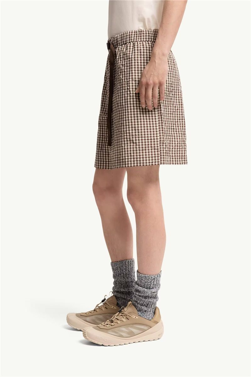 Vichy cotton blend shorts-MONCLER-Verso