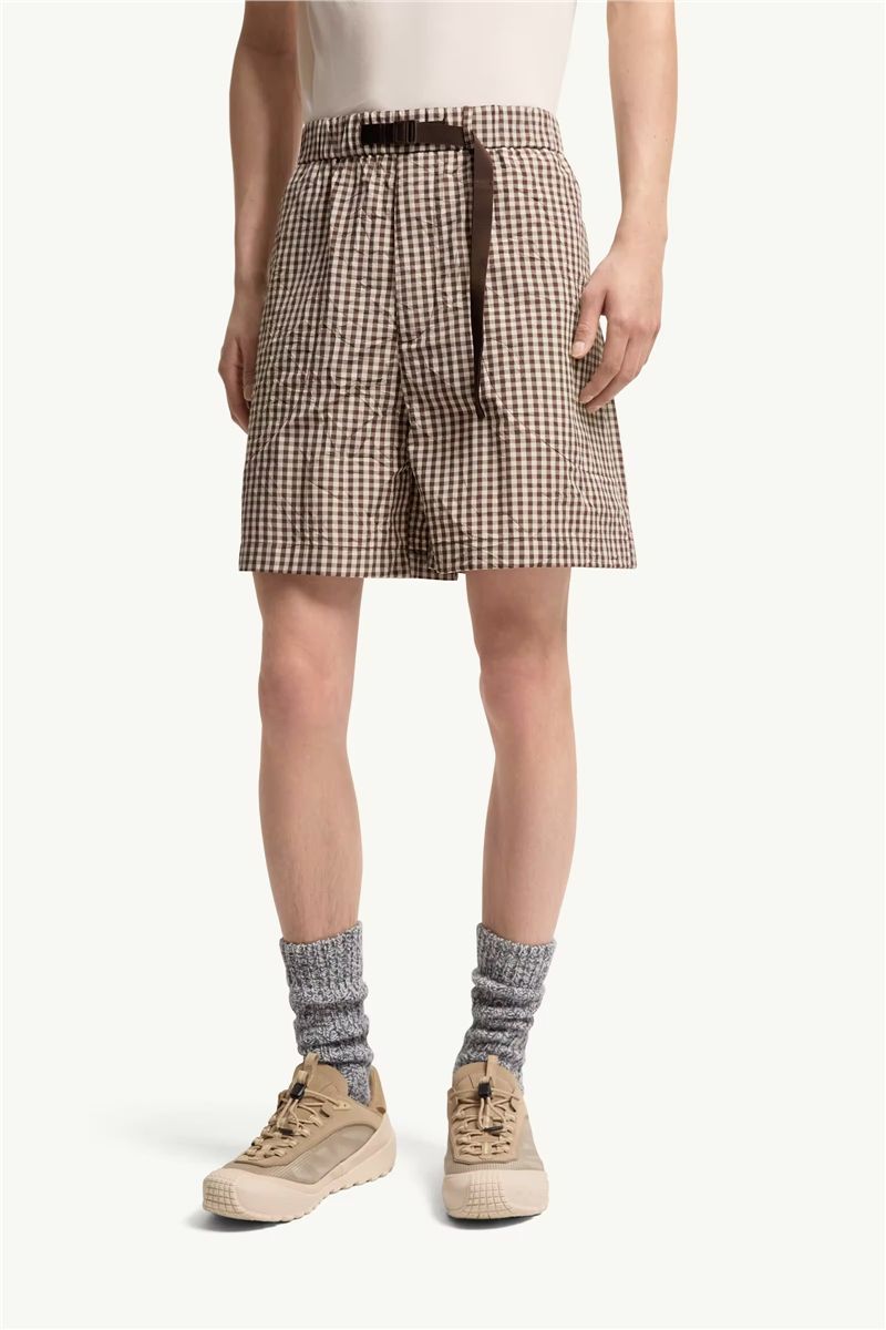 Vichy cotton blend shorts-MONCLER-Verso
