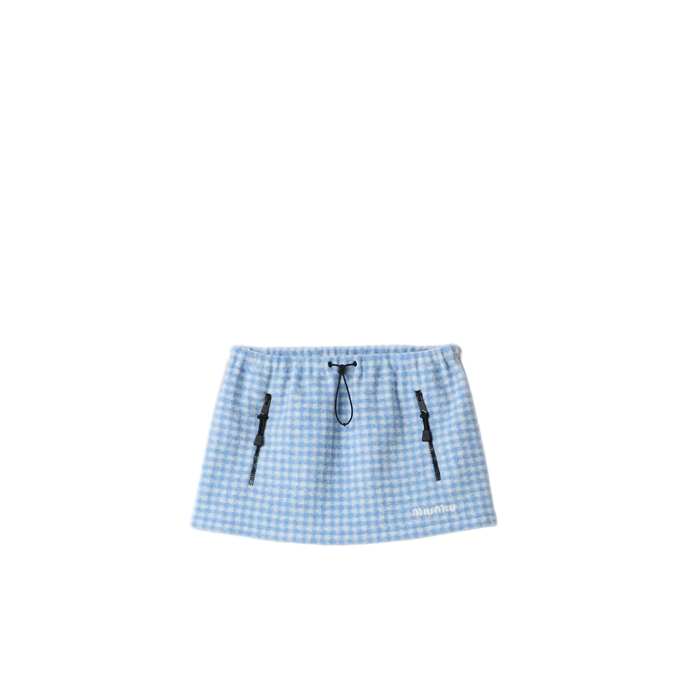 Vichy Fleece Miniskirt-MIU MIU-Verso