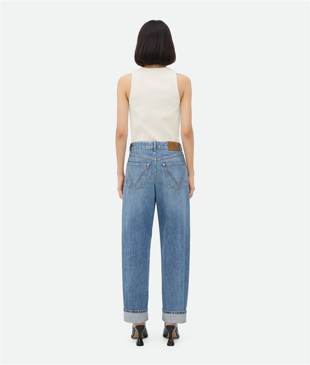 VINTAGE INDIGO TURNED UP JEANS-BOTTEGA VENETA-Verso