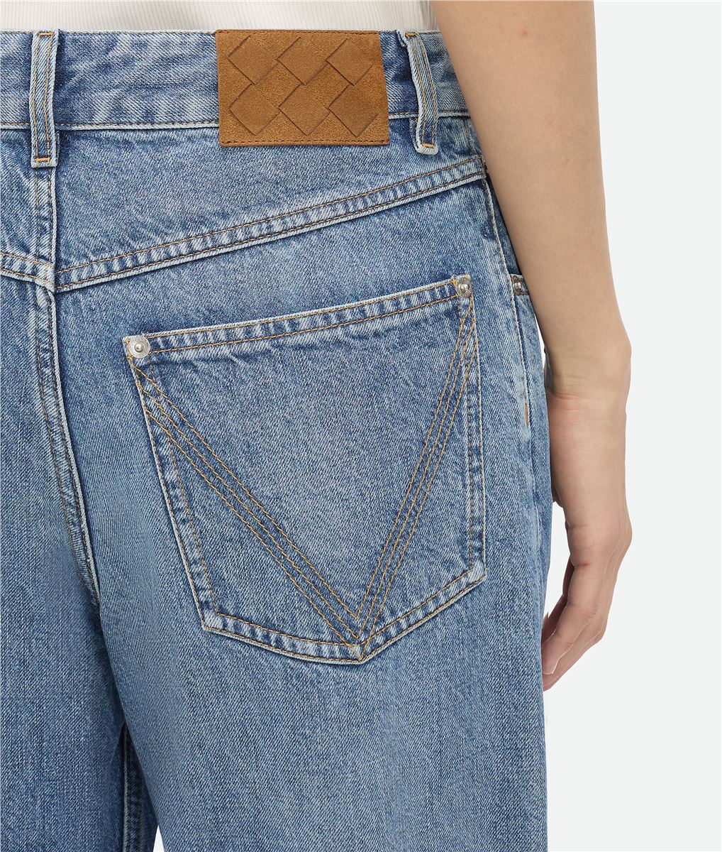 VINTAGE INDIGO TURNED UP JEANS-BOTTEGA VENETA-Verso