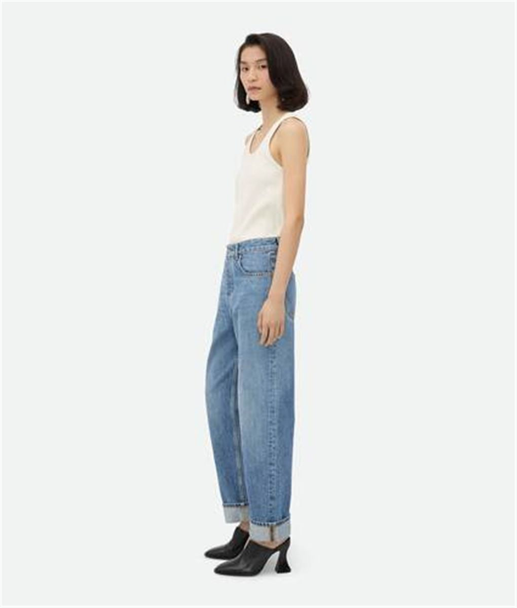 VINTAGE INDIGO TURNED UP JEANS-BOTTEGA VENETA-Verso