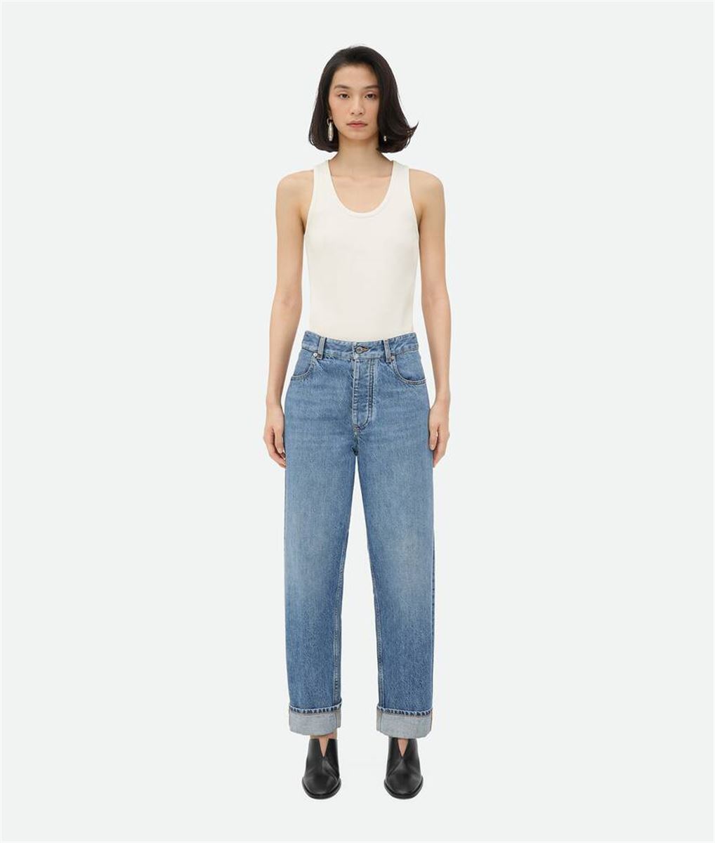 VINTAGE INDIGO TURNED UP JEANS-BOTTEGA VENETA-Verso