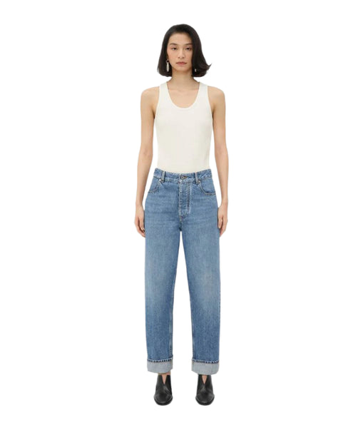 vintage indigo turned up jeans