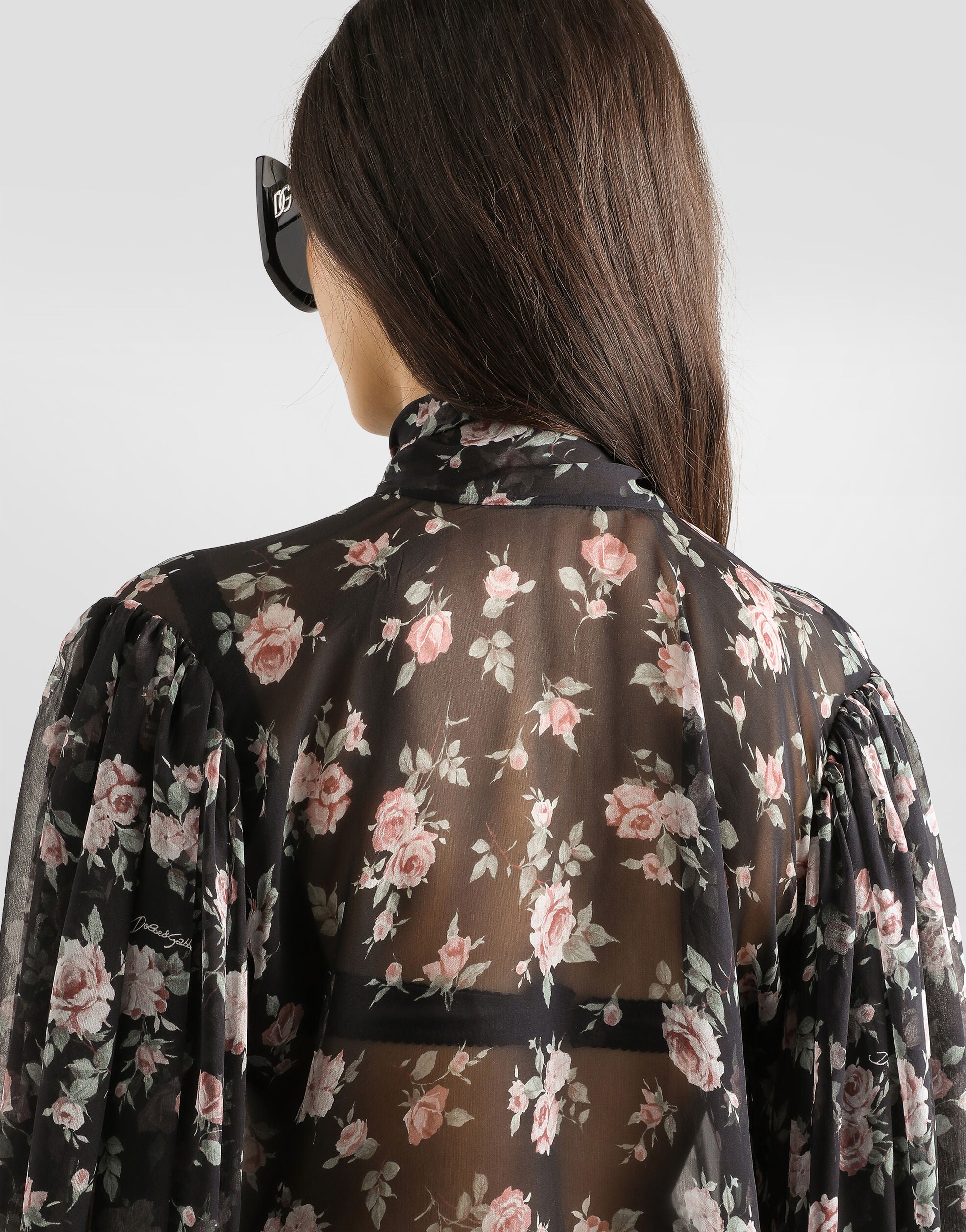 Vintage Rose-print Chiffon Top-DOLCE&GABBANA-Verso