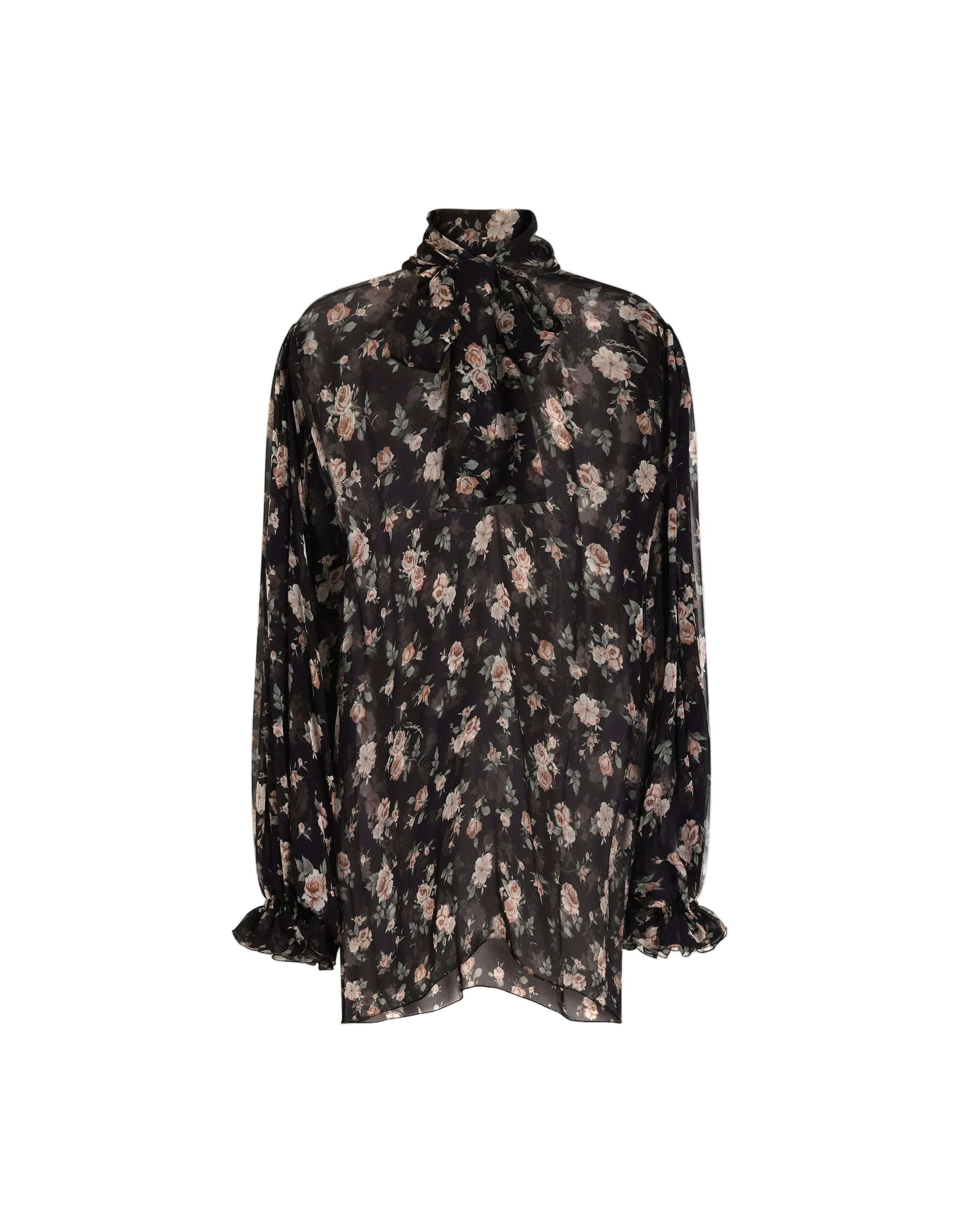 Vintage Rose-print Chiffon Top-DOLCE&GABBANA-Verso