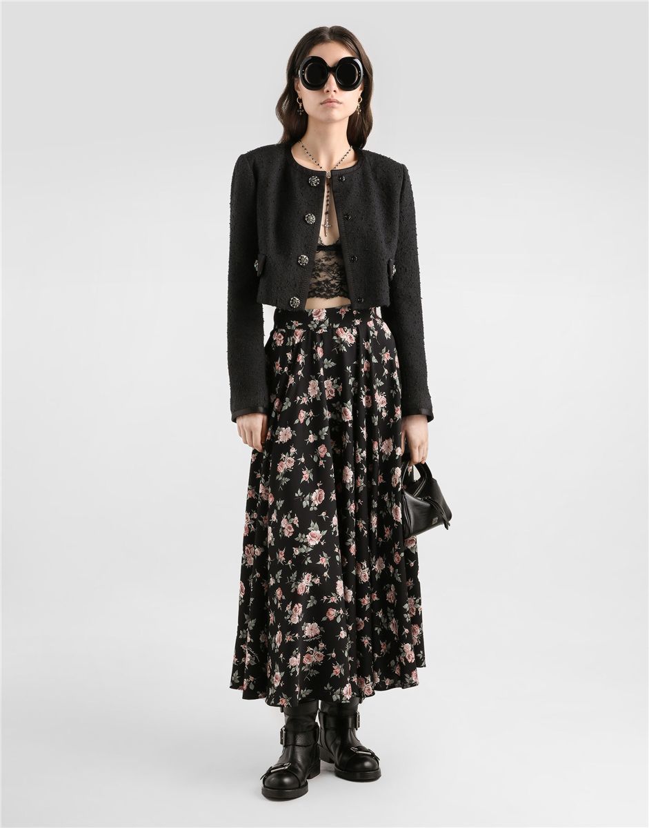 Vintage roses-print charmeuse circle skirt-DOLCE&GABBANA-Verso