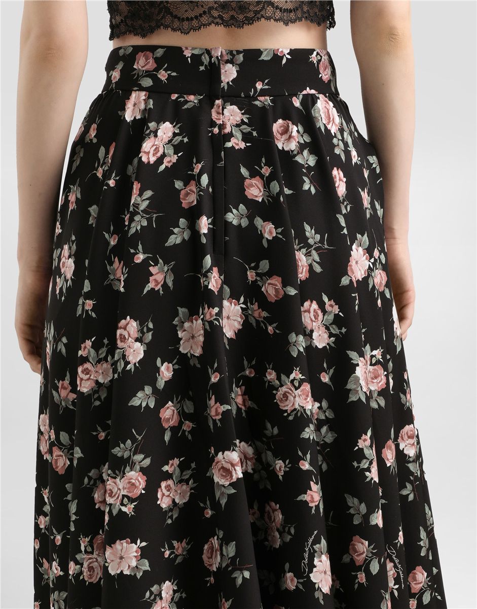 Vintage roses-print charmeuse circle skirt-DOLCE&GABBANA-Verso