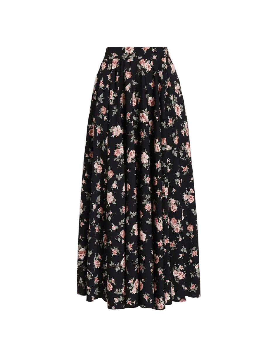 Vintage roses-print charmeuse circle skirt-DOLCE&GABBANA-Verso