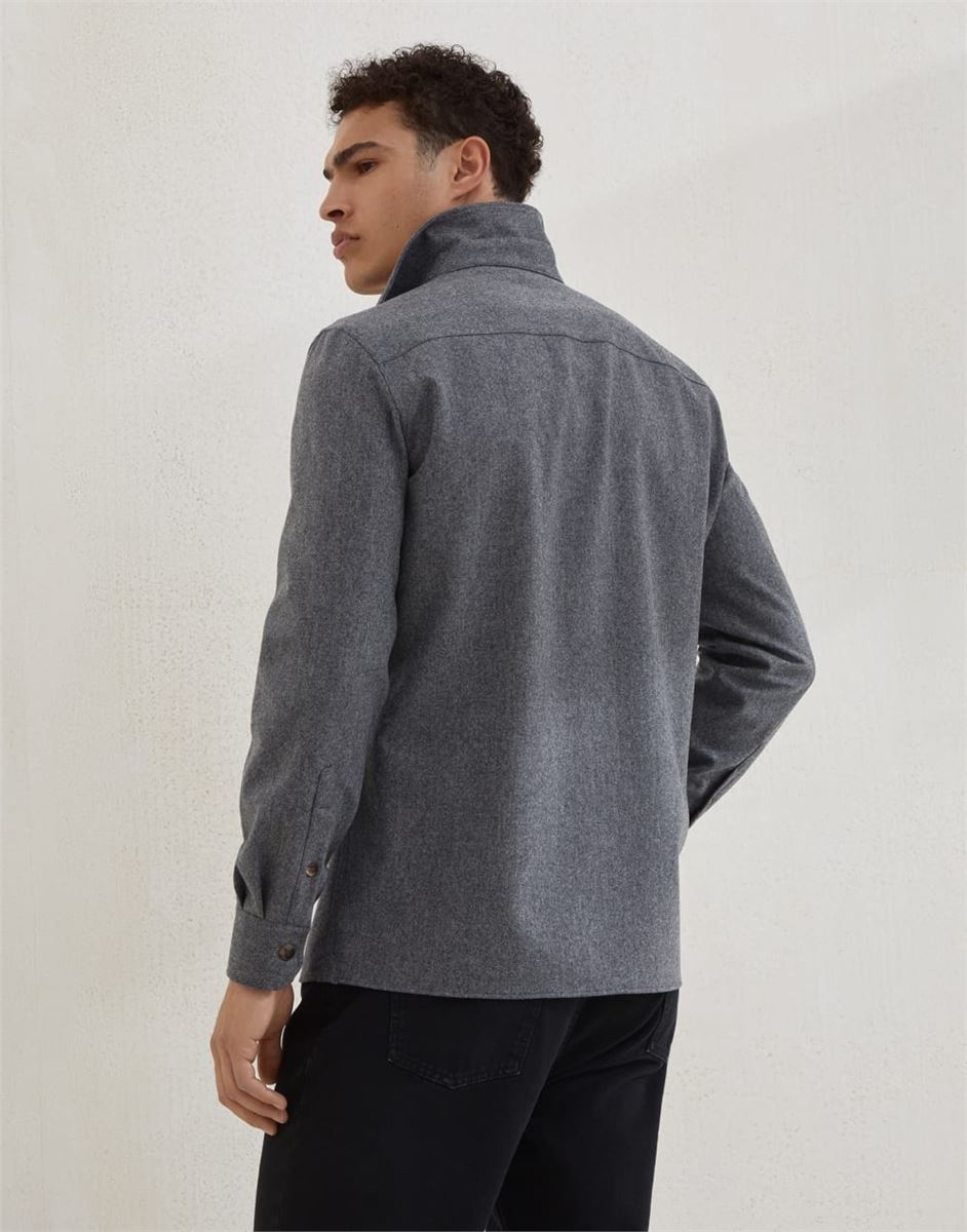 virgin wool flannel overshirt with chest pockets-BRUNELLO CUCINELLI-Verso