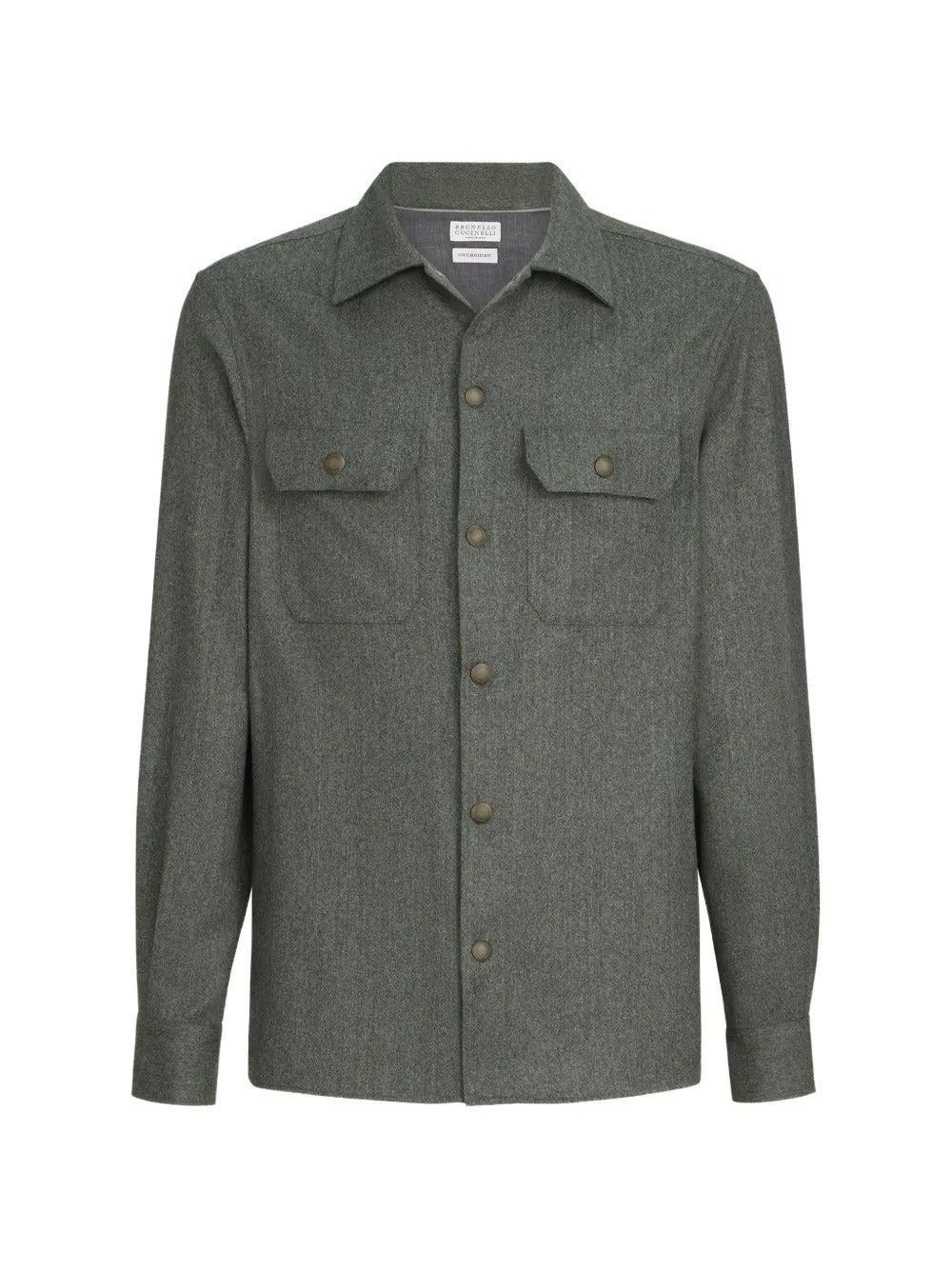 Virgin wool flannel overshirt with spread collar and chest pockets-BRUNELLO CUCINELLI-310446-M-Verso