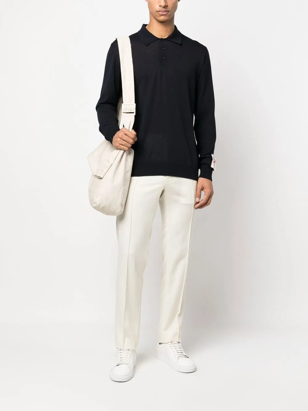 Virgin wool polo shirt-GOLDEN GOOSE-Verso