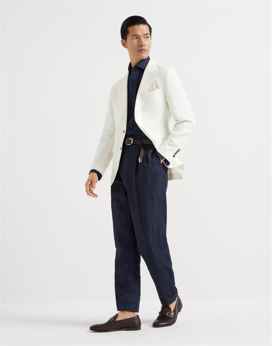 VIRGIN WOOL POPLIN BASIC FIT SHIRT WITH SPREAD COLLAR - BRUNELLO CUCINELLI - Verso