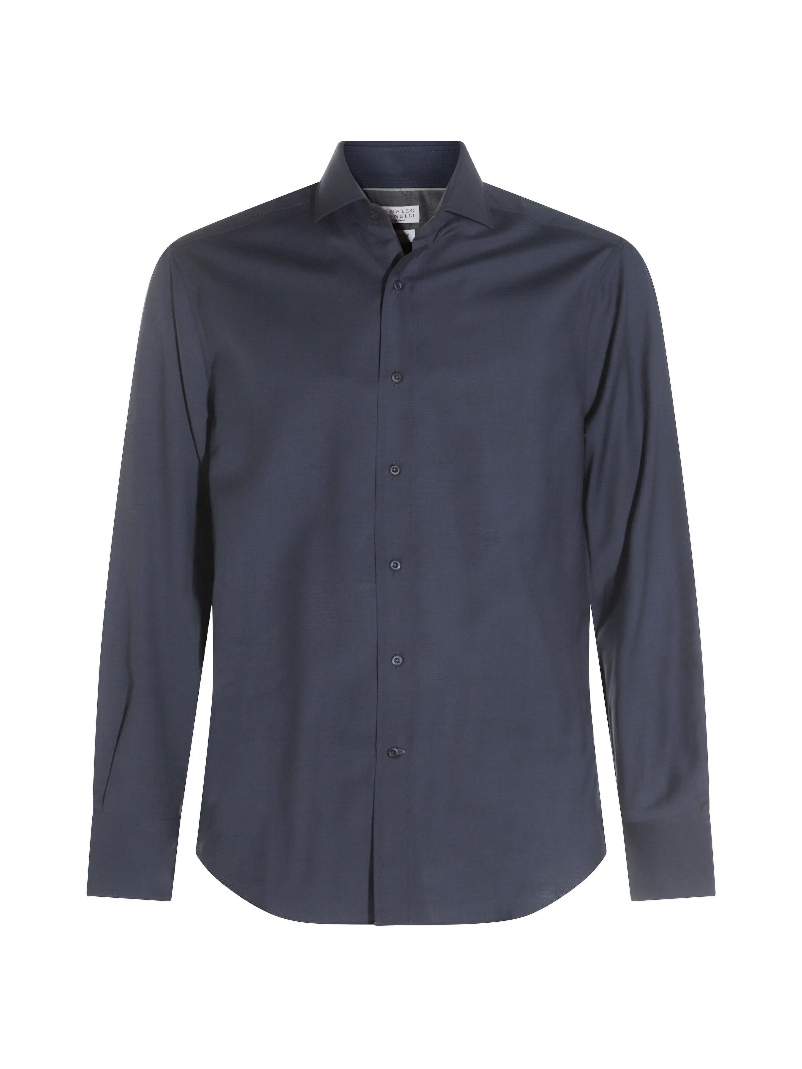 VIRGIN WOOL POPLIN BASIC FIT SHIRT WITH SPREAD COLLAR - BRUNELLO CUCINELLI - Verso