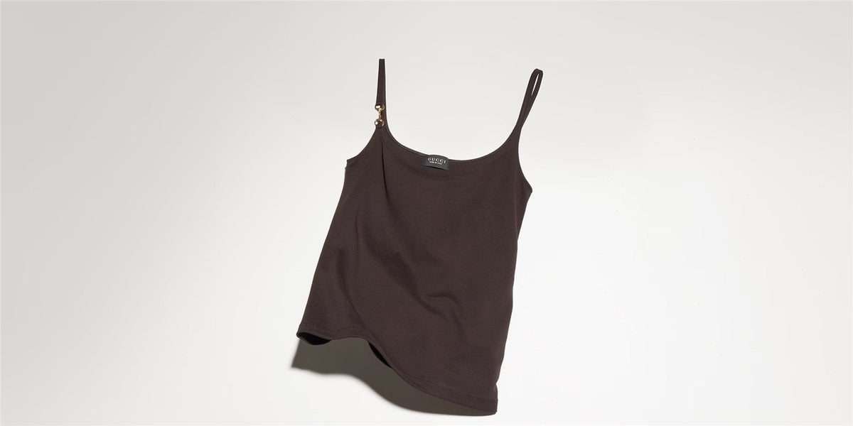Viscose crêpe jersey top with horsebit-GUCCI-Verso