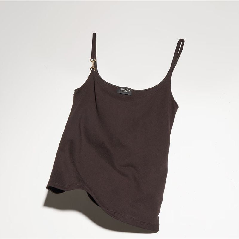 Viscose crêpe jersey top with horsebit-GUCCI-Verso