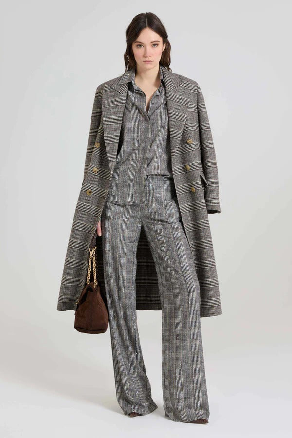 Viscose marocain shirt with prince of wales check and tone-on-tone crystals-ERMANNO SCERVINO-Verso