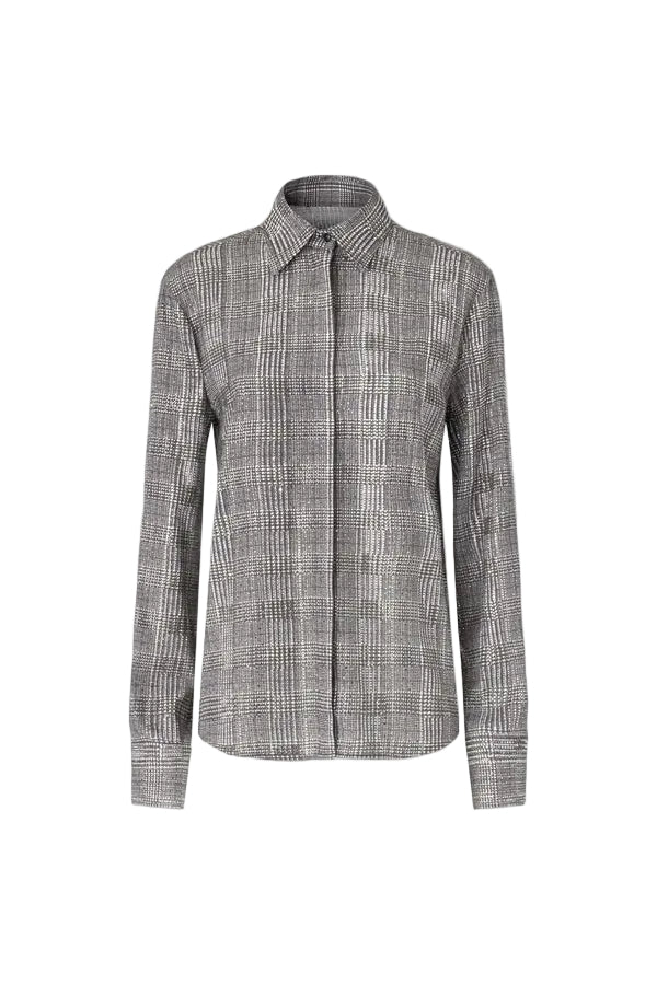Viscose marocain shirt with prince of wales check and tone-on-tone crystals-ERMANNO SCERVINO-309463-40-Verso