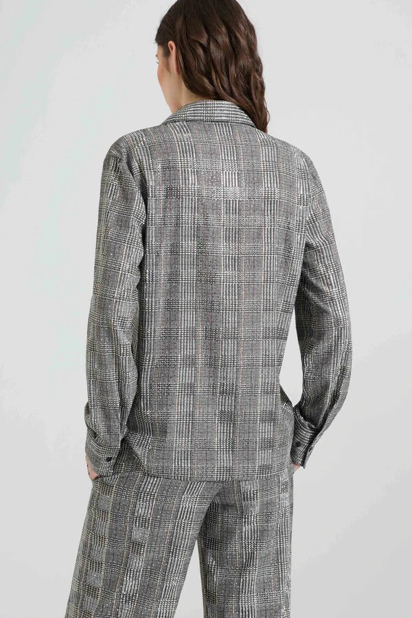 Viscose marocain shirt with prince of wales check and tone-on-tone crystals-ERMANNO SCERVINO-Verso