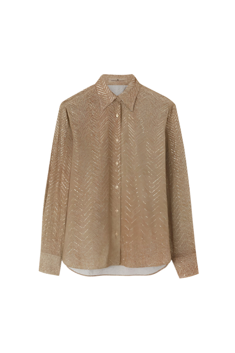 VISCOSE SHIRT WITH HAND-APPLIED CRYSTALS AND A SIGATA PATTERN IN SHADES OF GREY-ERMANNO SCERVINO-Verso
