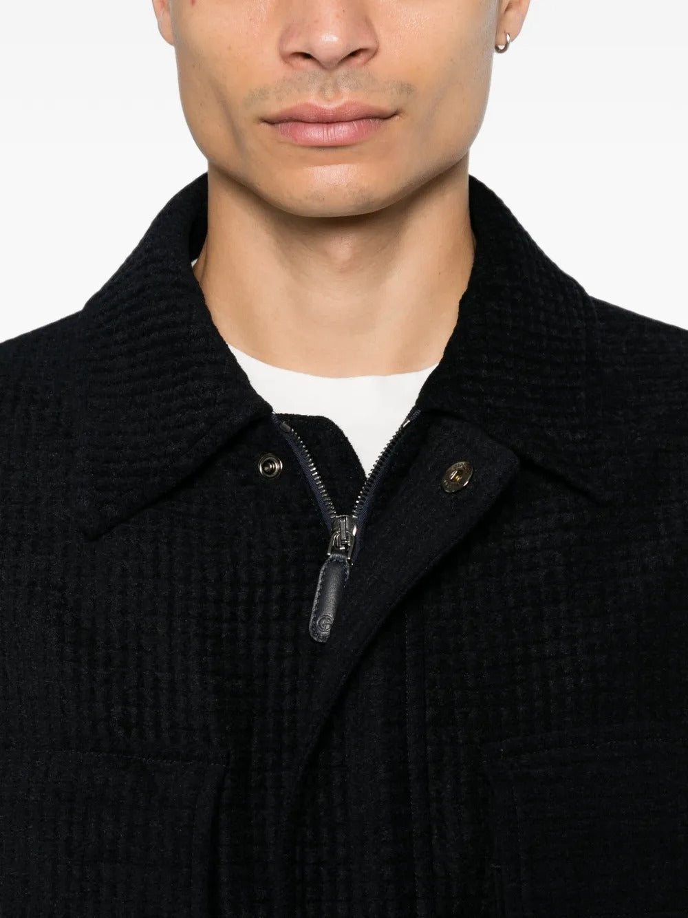 Waffle-knit chest-pocket jacket-GIORGIO ARMANI-Verso