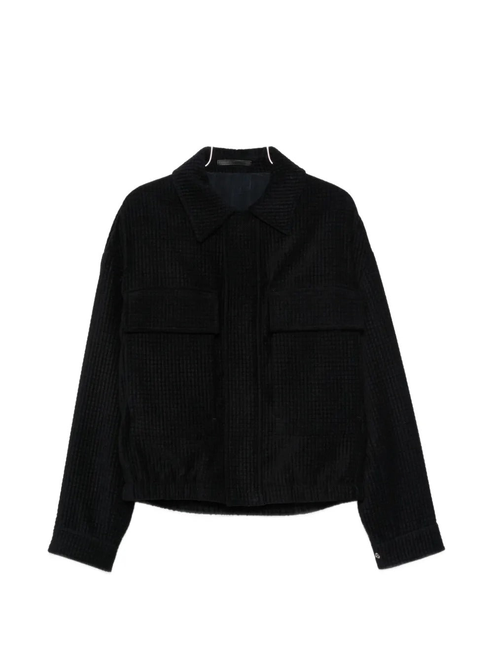 Waffle-knit chest-pocket jacket-GIORGIO ARMANI-Verso