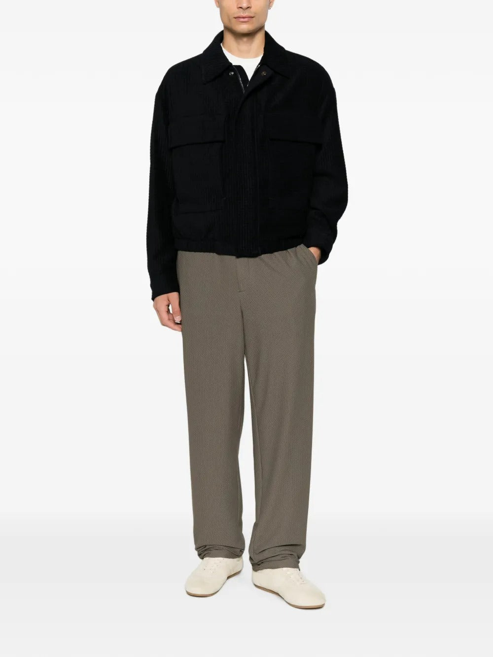 Waffle-knit chest-pocket jacket-GIORGIO ARMANI-Verso